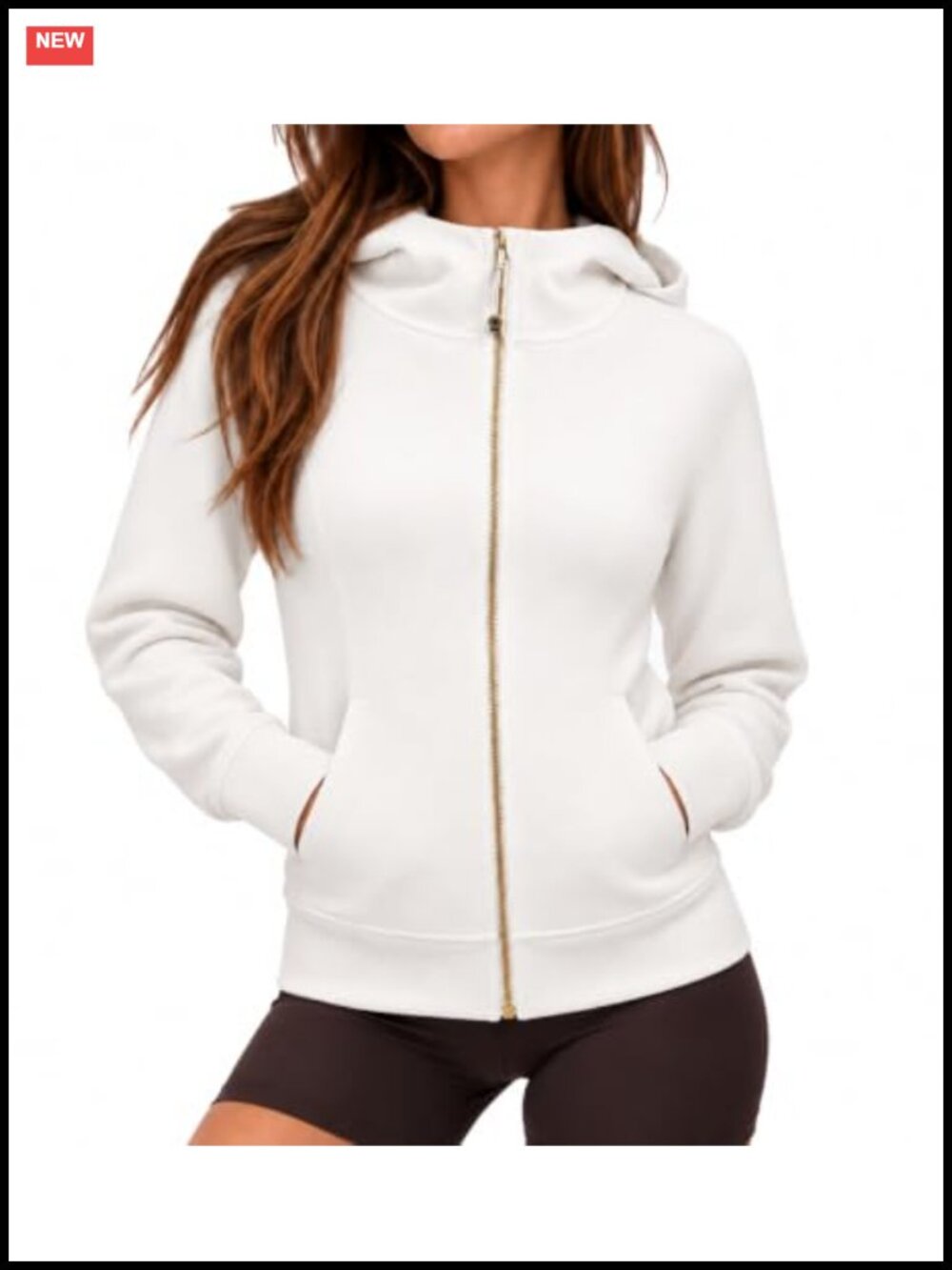 Women's Full Zip Hoodie 100% Cotton Fitted Sweatshirt